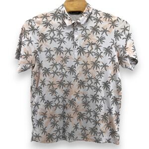 Travis Mathew Mens XL White Palm Tree Tropical Print Short Sleeve Golf Polo